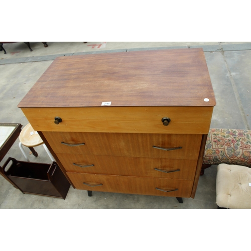 2785 - A 1960'S TEAK CHEST OF FOUR DRAWERS, 34