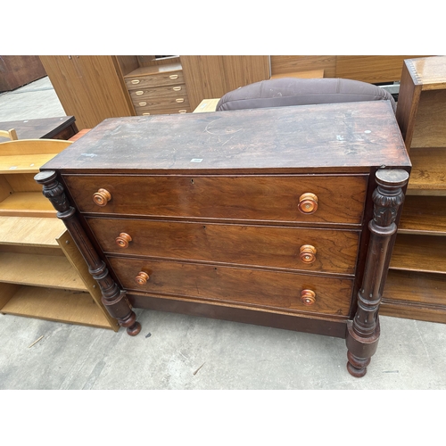 2840 - AN EARLY VICTORIAN MAHOGANY PRESS BASE ENCLOSING THREE DRAWERS, 48