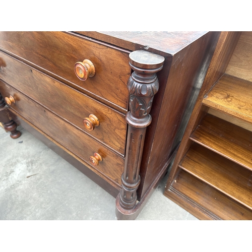 2840 - AN EARLY VICTORIAN MAHOGANY PRESS BASE ENCLOSING THREE DRAWERS, 48