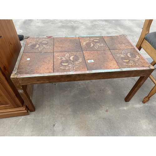 2896 - A RETRO TEAK TILED TOP COFFEE TABLE, 33