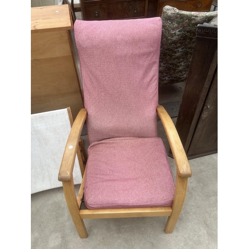 2904 - TWO SIMILAR 1950s FIRESIDE CHAIRS, BACK REST AND TV TABLE