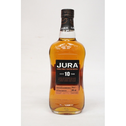 303 - A 70 CL BOTTLE OF JURA SINGLE MALT WHISKEY AGED 10 YEARS