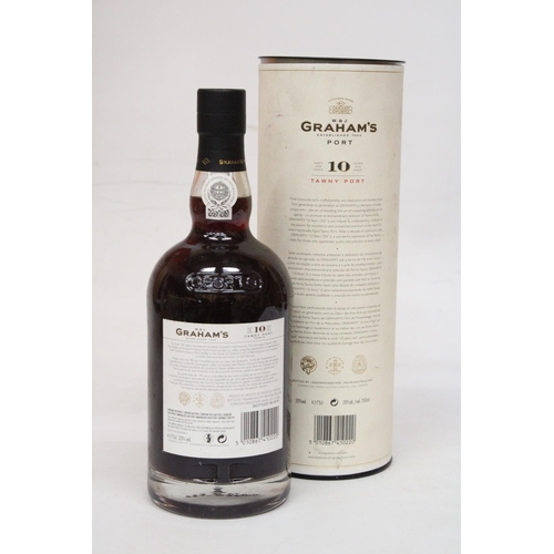 324 - A 75 CL BOTTLE OF W & J GRAHAM'S 10 YEAR OLD TAWNY PORT