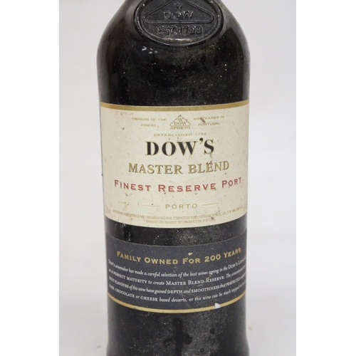 327 - A 75 CL BOTTLE OF ARMILAR RUBY PORT PRODUCE OF PORTUGAL TOGETHER WITH A BOTTLE OF DOW'S MASTER BLEND... 