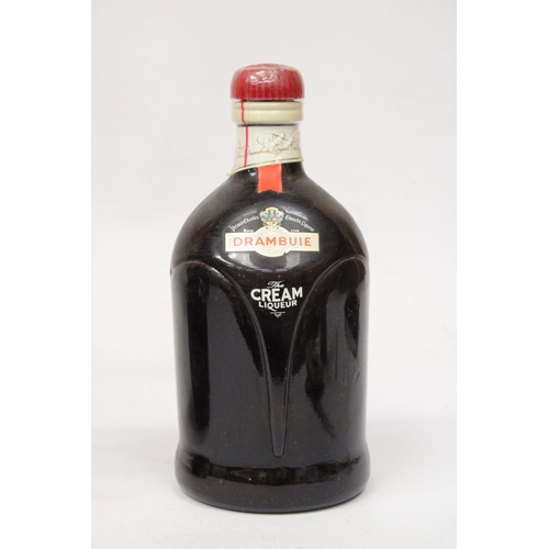 332 - A 1 LITRE BOTTLE OF PRINCE CHARLES EDWARDS DRAMBUIE CREAM LIQUEUR TOGETHER WITH A 70 CL BOTTLE OF TE... 