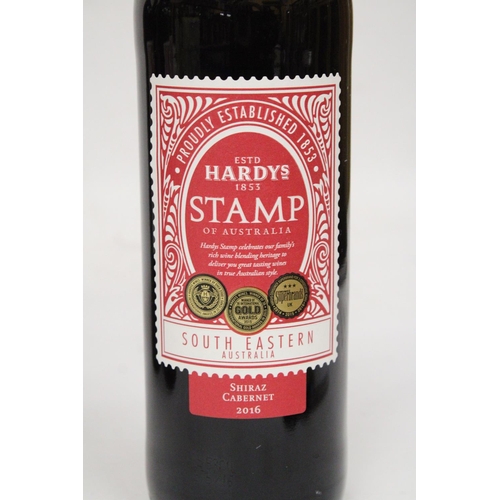 337 - SIX BOTTLES OF HARDYS STAMP SOUTH EASTERN AUSTRALIA SHIRAZ CABERNET 2016