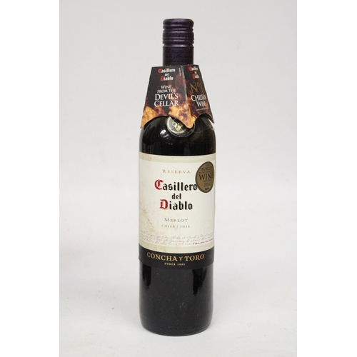 338 - SIX BOTTLES OF RESERVA CASILLERO DEL DIABLO CHILEAN MERLOT 2016