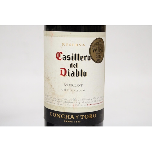 338 - SIX BOTTLES OF RESERVA CASILLERO DEL DIABLO CHILEAN MERLOT 2016