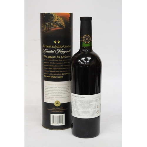 349 - A BOXED BOTTLE OF ERNEST & JULIO GALLO 1999 CABERNET SAVIGNON SOUTH COAST CALIFORNIA TOGETHER WITH A... 