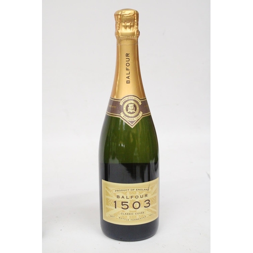 351 - A BOTTLE OF VINO SPUMANTE PROSECCO 2019 TOGETHER WITH A BOTTLE OF BALFOUR 1503 CLASSIC CUVEE AND A B... 