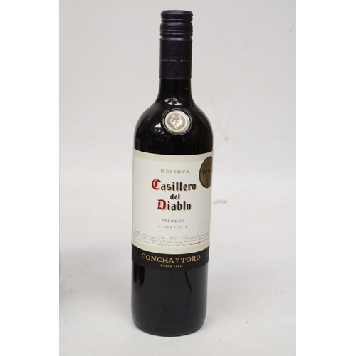 355 - SIX BOTTLES OF RESERVA CASILLERO DEL DIABLO CHILEAN MERLOT 2016