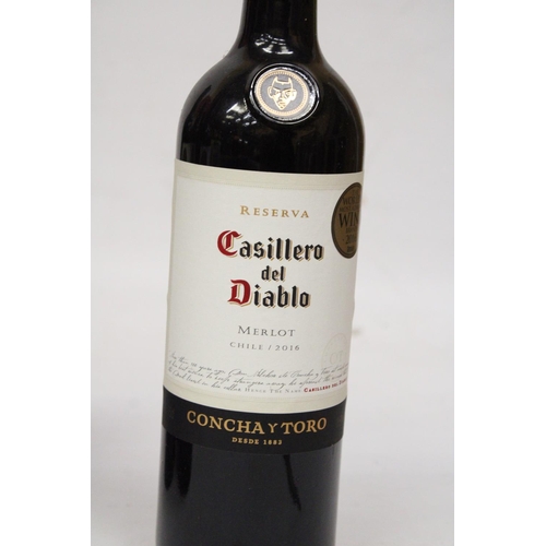 355 - SIX BOTTLES OF RESERVA CASILLERO DEL DIABLO CHILEAN MERLOT 2016