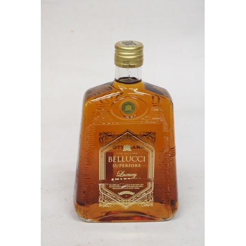 383 - A 70 CL BOTTLE OF BELLUCCI SUPERIORE AMARETTO TOGETHER WITH A 200 ML BOTTLE OF JACKSON-TRIGGS PROPRI... 