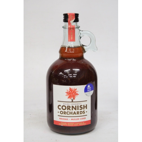 386 - A 1 LITRE BOTTLE OF CORNISH ORCHARDS MULLED CIDER TOGETHER WITH A 75 CL BOTTLE OF BELNOR SPARKLING P... 