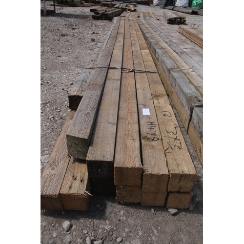 1142 - 12 TIMBERS 3 X 3 AND 13 FT LONG  NO VAT