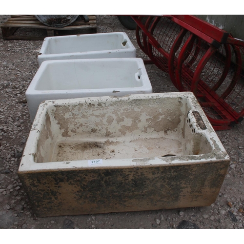 1197 - 3 GLAZED SINKS  + VAT