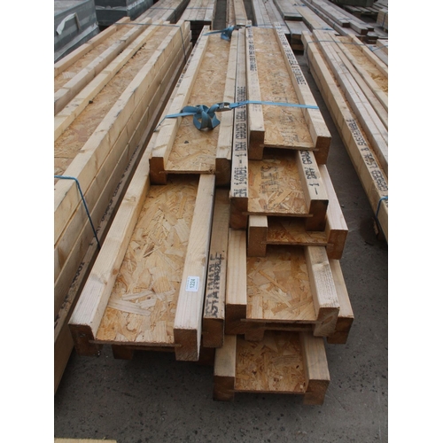 1224 - 8 TIMBER BEAMS 7' PLUS - 9 3/4 X 4  + VAT