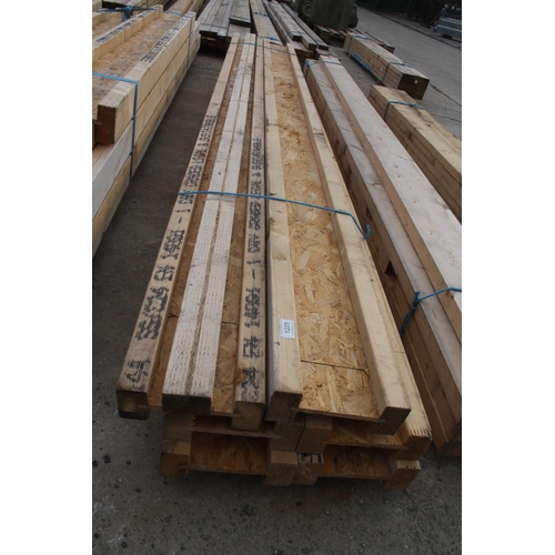 1225 - 4 TIMBER BEAMS 10'10