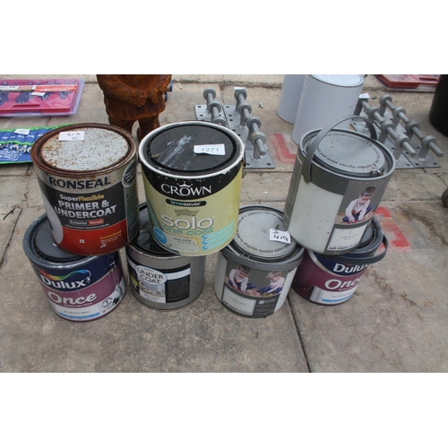 1271 - 7 TINS OF MIXED PAINTS 2.5 L  NO VAT