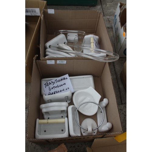 1341 - 2 BOX OF CERAMIC BATHROOM ACCESSORIES  + VAT