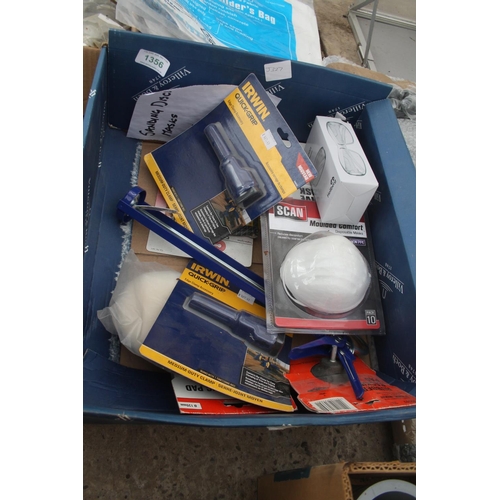 1356 - BOX OF SANDING DISCS, MASKS AND GLASSES  + VAT