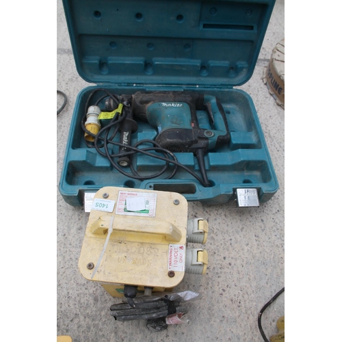 1405 - MAKITA 110 V HAMMER DRILL AND TRANSFORMER  + VAT