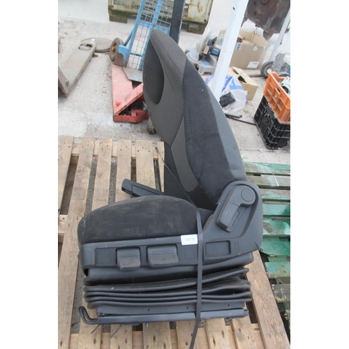 1470 - SINGLE LORRY/TRUCK SEAT WITH MOUNTS AND ARM REST  + VAT