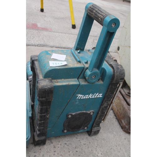 1514 - 2 MAKITA CORDLESS DRILLS AND RADIO  NO VAT