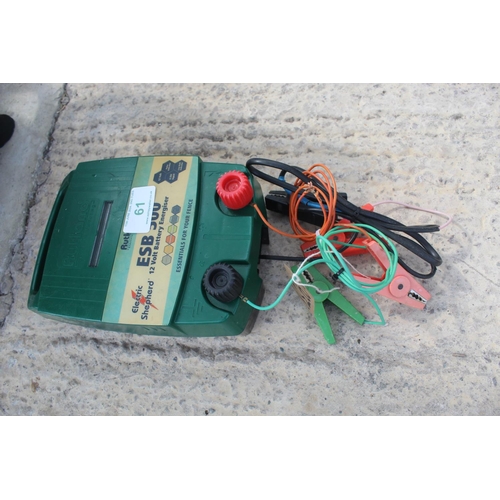 61 - BROOKLAND 12 V ELECTRIC FENCE UNIT IN WORKING ORDER  NO VAT