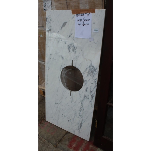 1372 - MARBLE TOP CUT FOR SIT ON BASIN  + VAT