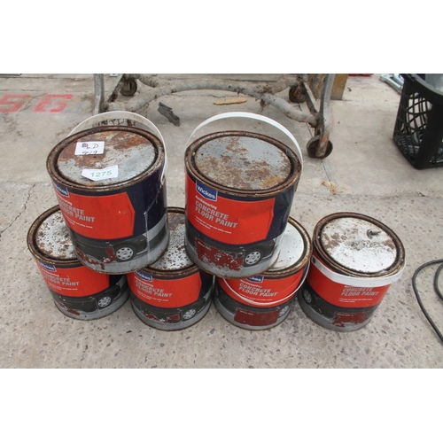 1275 - 6 2½ LTR CONCRETE FLOOR PAINT MIXED  NO  VAT