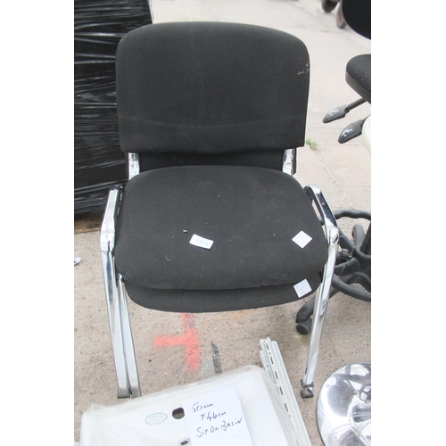 1375 - 2 BLACK AND CHROME OFFICE CHAIRS  + VAT