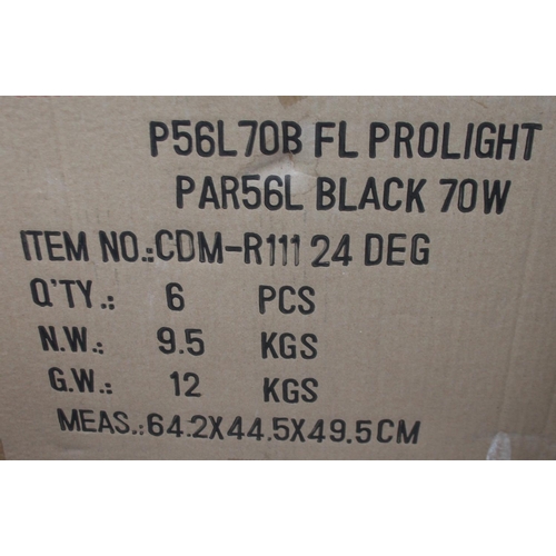 1382 - 6 PAR 56 PROLIGHT 70 W BLACK CANS (NEW) P56LOBFL IN WORKING ORDER  + VAT