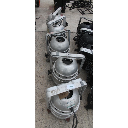 1386 - 5 CHROME PAR 64 THOMAS FLOOR CANS IN WORKING ORDER  + VAT