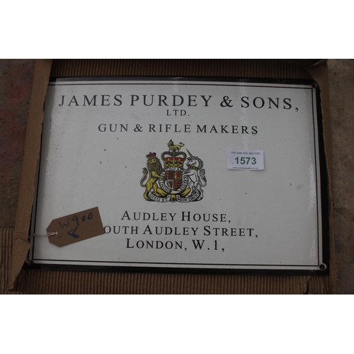 1573 - NEW JAMES PURDEY AND SON ENAMEL SIGN 10