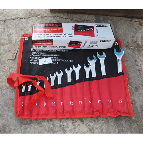 21 - NEW NEILSEN 12 PIECE COMBINATION SPANNER SET  NO VAT