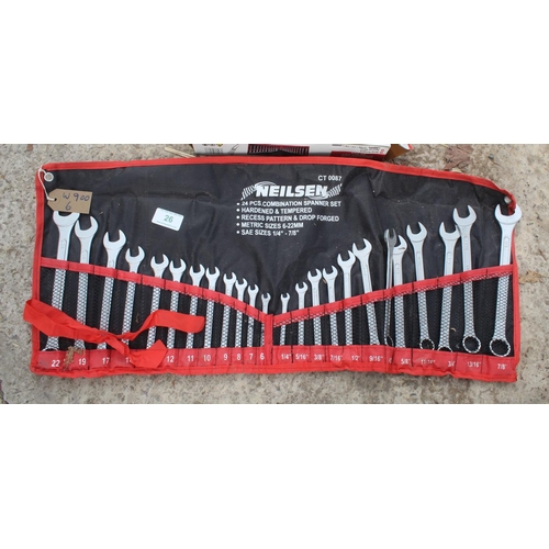 26 - NEW NEILSEN 25 PIECE SPANNER SET, 6-22 MM 1/4-7/8  NO VAT