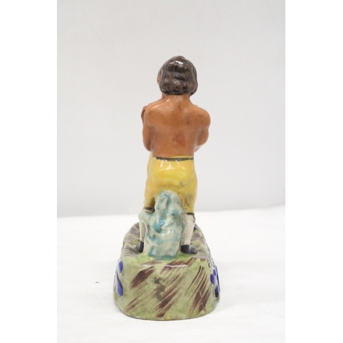 197 - A STAFFORDSHIRE BARE KNUCKLE FIGHTERS FIGURE DEPICTING SPRING AND LANGAN FIGHT