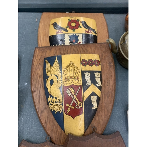 144 - SIX ARMORIAL SHIELDS TO INCLUDE 