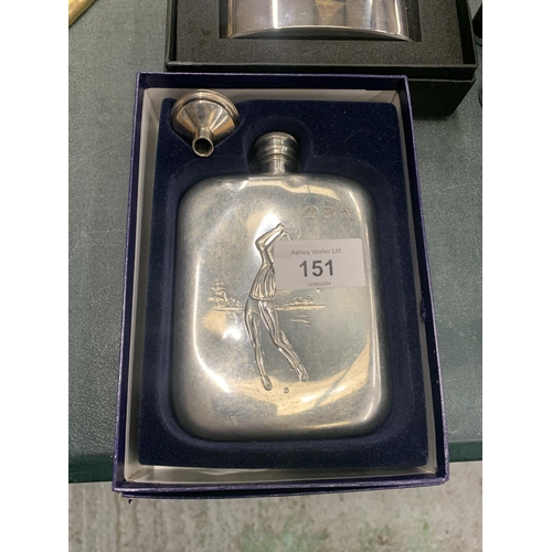 151 - A COLLECTION OF HIP FLASKS