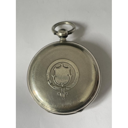 502 - A HALLMARKED CHESTER SILVER POCKET WATCH M ELAM NORTHWICH MIDDLEWICH & WINSFORD WITH WHITE ENAMEL FA... 