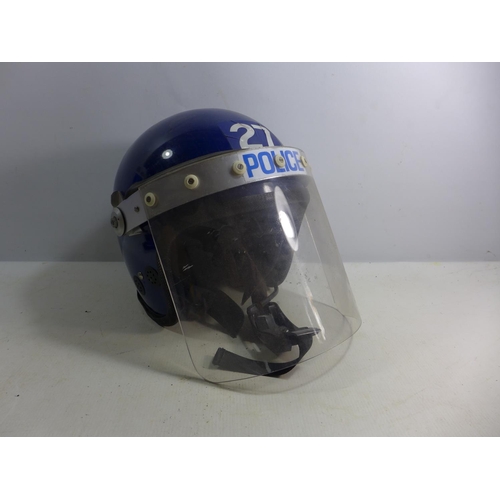 386 - A POLICE RIOT HELMET AND VISOR