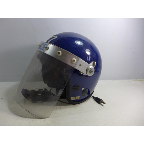 386 - A POLICE RIOT HELMET AND VISOR