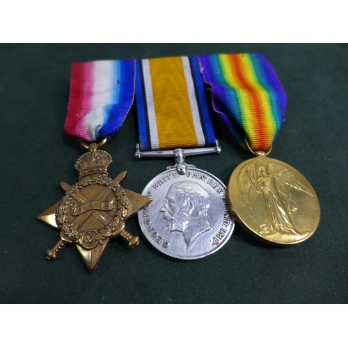 388 - A WORLD WAR I MEDAL TRIO AWARDED TO 15396 PRIVATE W WALLWORTH OF THE LOYAL NORTH LANCASHIRE REGIMENT