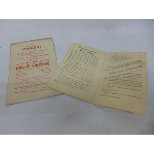 427 - A FRANCE'S DAY PROGRAMME DATED 1917 AND AN ITALIAN BAND DATED 1918