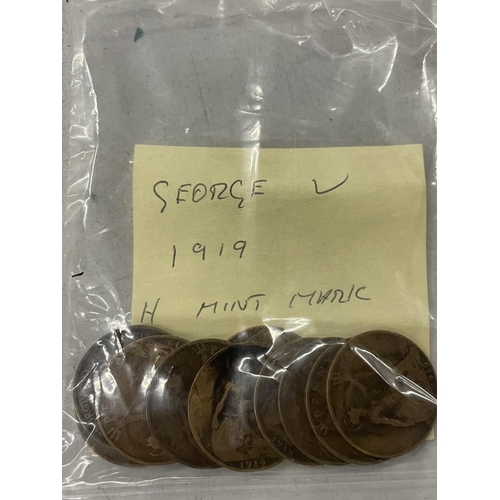 411 - A QUANTITY OF PRE DECIMAL PENNIES 1912, 1918 AND 1919