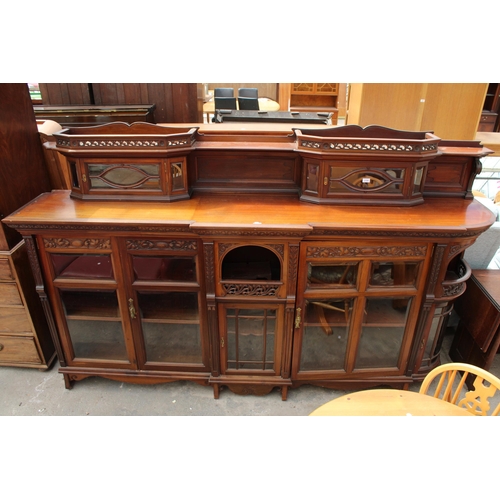 2704 - A LARGE VICTORIAN MAHOGANY DISPLAY CABINET WITH FIVE GLAZED DOORS TO BASE, THE UPPER PORTION HAS TWO... 