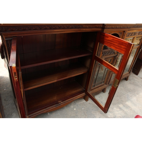 2704 - A LARGE VICTORIAN MAHOGANY DISPLAY CABINET WITH FIVE GLAZED DOORS TO BASE, THE UPPER PORTION HAS TWO... 