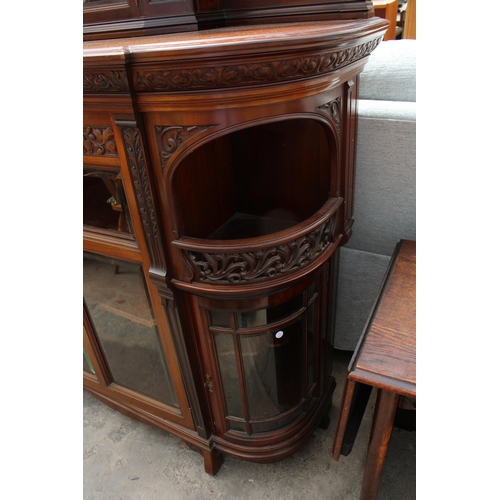 2704 - A LARGE VICTORIAN MAHOGANY DISPLAY CABINET WITH FIVE GLAZED DOORS TO BASE, THE UPPER PORTION HAS TWO... 