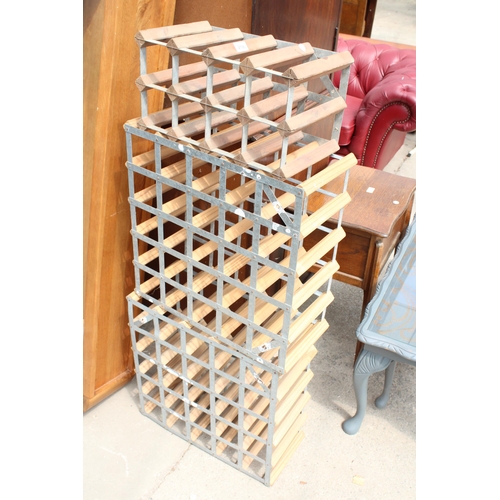 2708 - TWO 25 BOTTLE WINE RACKS AND ONE 8 BOTTLE RACK